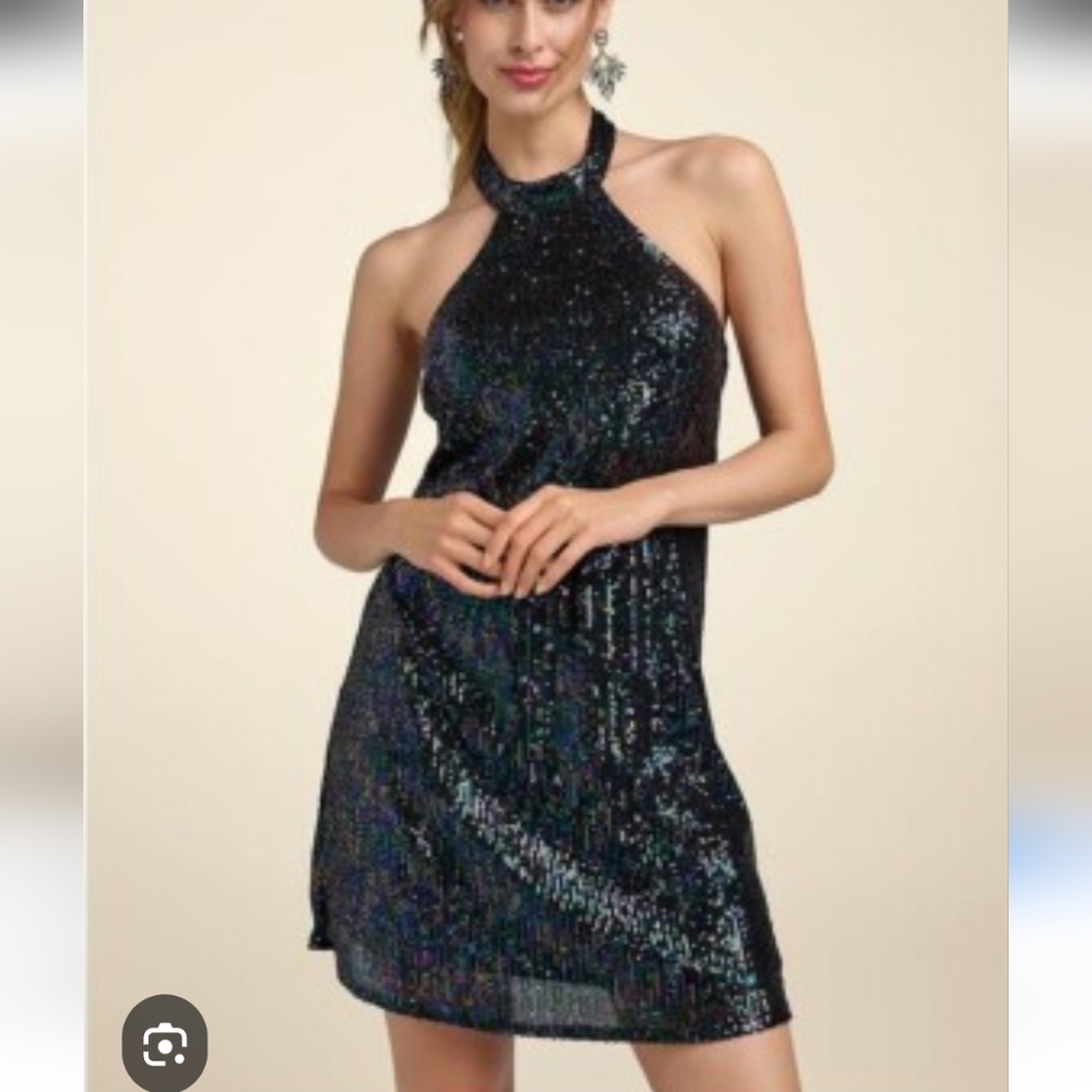 VENUS Black Sequin Mini Dress